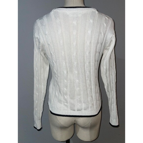 Jones NY Women’s Vintage CableKnit Square Neck Sweater size PS Coastal Old Money - Picture 6 of 8
